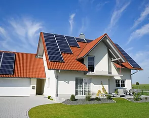 Residential solar panels installed on a modern home roof